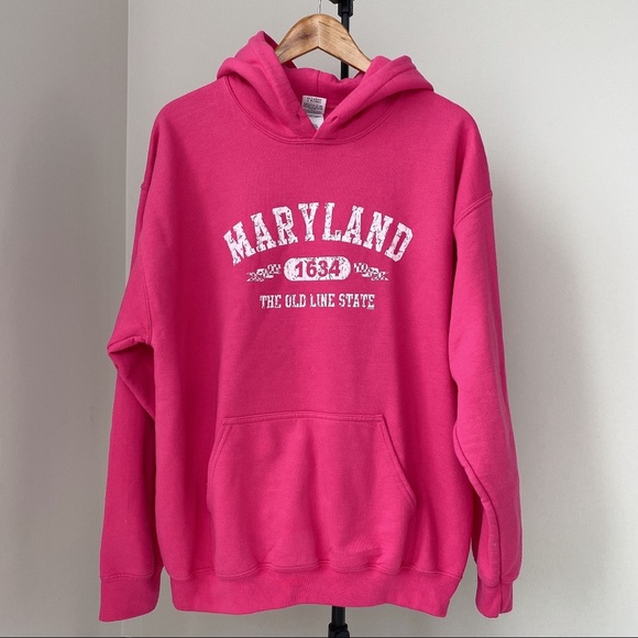 Vintage gildan Maryland state pink hoodie - Picture 2 of 4